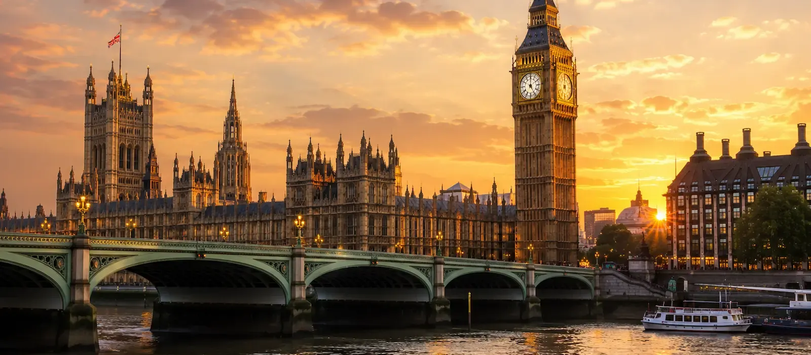 London skyline at sunset